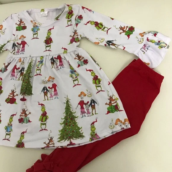 The Grinch Christmas Cute Pants Outfit, Size 6/7 - Picture 4 of 15